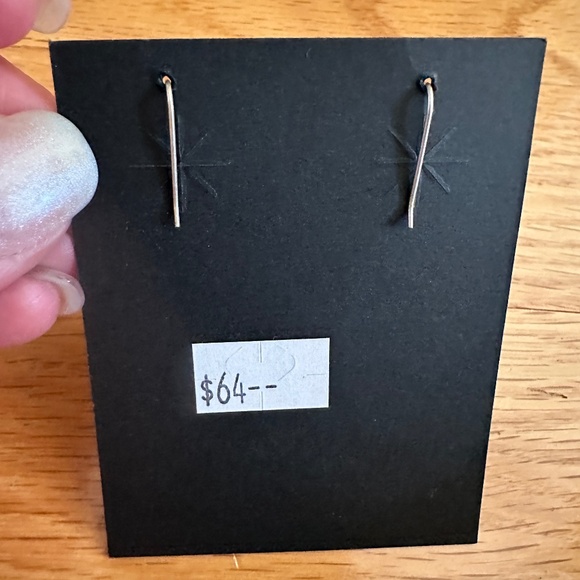 Native American Handcrafted Earrings Sterling Silver Turquoise Coral - Picture 5 of 6